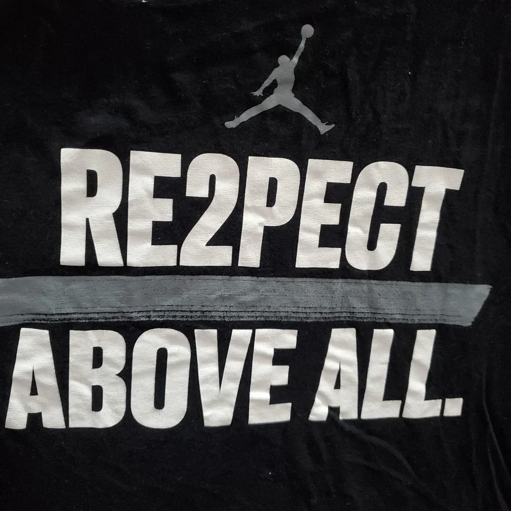 Air Jordan Men T-Shirt Medium‎ Black Respect Above All Jumpman Logo Tee